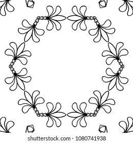 Coloring Page for Adults. A Part of Intricate Mandala. Tribal Motif for Background. Black and White Seamless Pattern for Elder Children or Adult Coloring. Vector