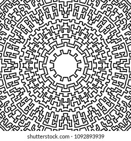 Coloring Page for Adults. A Part of Intricate Mandala. Tribal Motif for Background. Black and White Seamless Pattern for Elder Children or Adult Coloring. Vector