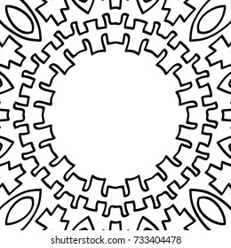 Coloring Page for Adults. A Part of Intricate Mandala. Tribal Motif for Background. Black and White Seamless Pattern for Elder Children or Adult Coloring. Vector