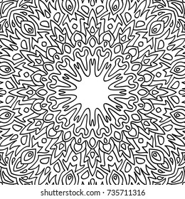 Coloring Page for Adults. A Part of Intricate Mandala. Tribal Motif for Background. Black and White Seamless Pattern for Elder Children or Adult Coloring. Vector