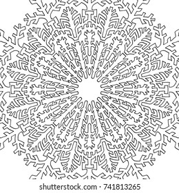 Coloring Page for Adults. A Part of Intricate Mandala. Tribal Motif for Background. Black and White Seamless Pattern for Elder Children or Adult Coloring. Vector