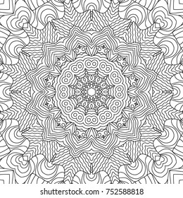 Coloring Page for Adults. A Part of Intricate Mandala. Tribal Motif for Background. Black and White Seamless Pattern for Elder Children or Adult Coloring. Vector