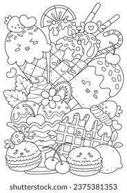 Hand drawn artistic meat seamless pattern for adult coloring pag