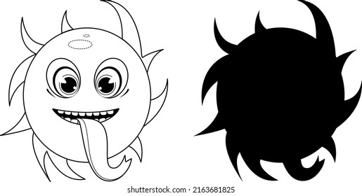 Coloring page and air monster silhouette