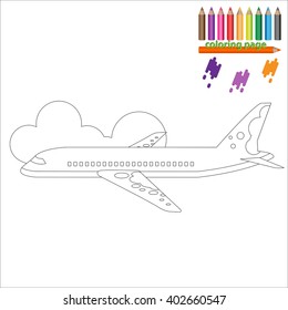Coloring page with airplane