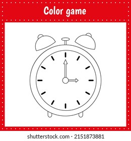 Coloring page of a alarm for kids education and activity. Color game for children.