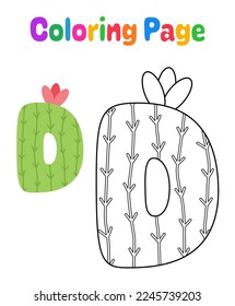 Coloring page with Alphabet D for kids