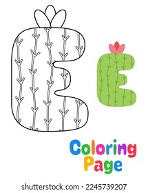 Coloring page with Alphabet E for kids