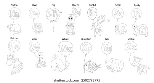 Coloring page - Alphabet. Education and fun for children's. 