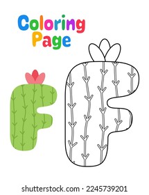 Coloring page with Alphabet F for kids