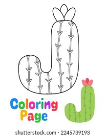 Coloring page with Alphabet J for kids