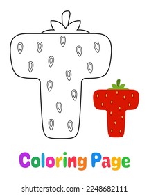 Coloring page with Alphabet T for kids