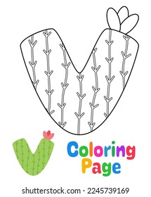 Coloring page with Alphabet V for kids