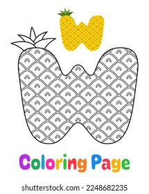 Coloring page with Alphabet W for kids