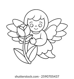 Coloring page Angel vector illustration