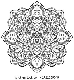 Coloring page. Antistress coloring book for adults. Mandala. Outline drawing