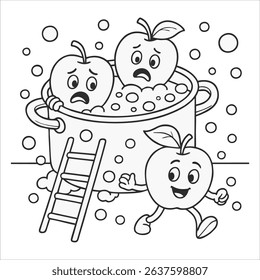 Coloring page apple fruit compote