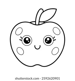 Coloring page apple fruits vector illustration