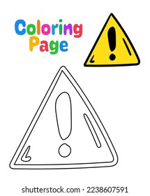 Coloring page with Attention sign for kids