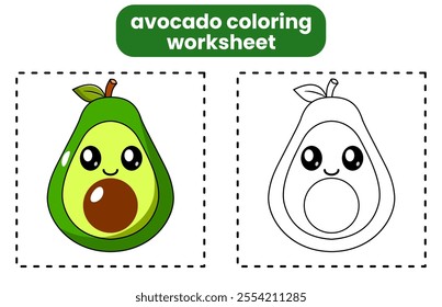 coloring page avocado fruit vector illustration