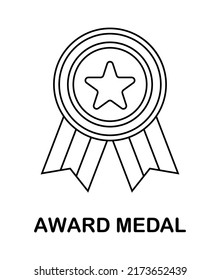 Coloring page with Award Medal for kids