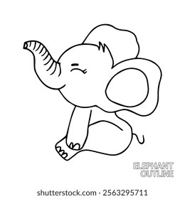 Coloring page baby elephant design isolated on white background