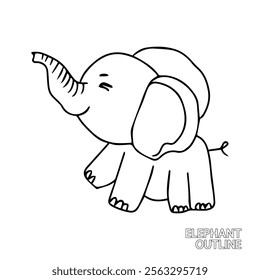 Coloring page baby elephant design isolated on white background