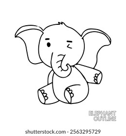 Coloring page baby elephant design isolated on white background