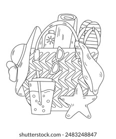 Coloring Page Bag Comes With Everything For Beach Relaxation By The Sea