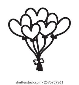 Coloring Page Balloon Lovely Heart Shaped