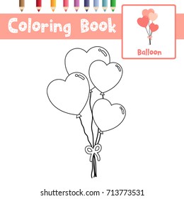 Coloring page of Balloon for preschool kids activity educational worksheet. Vector Illustration.