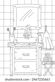 Coloring Page - Bathroom Sink Is For The Creativity Of Children And Adults