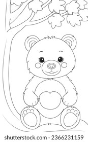 Coloring page a bear under a tree