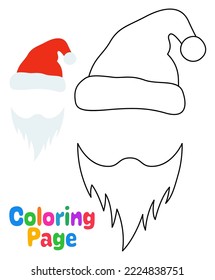 Colorear página con barba con sombrero de navidad para niños