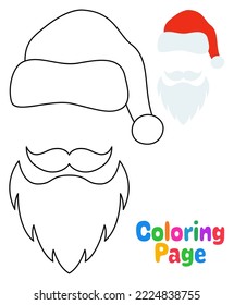 Coloring page with Beard with christmas hat for kids