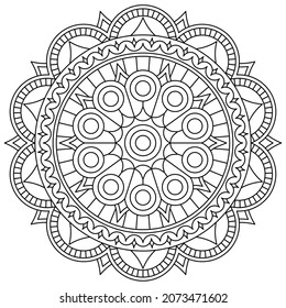 Black White Round Mandala Coloring Page Stock Vector (Royalty Free ...