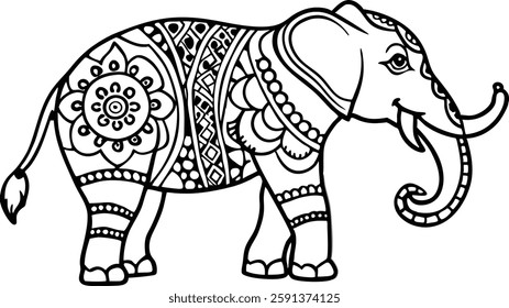 Coloring page of Big Elephant for kids coloring book
