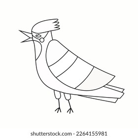 Coloring page with bird. Minimalistic creativity and art. Animal with beak, wings and feathers. Biology and ornithology. Wild life and fauna. Cartoon flat vector illustration
