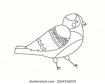 Coloring page with bird. Minimalistic creativity and art, logotype for company or organization, branding. Tropical and exotic animal with wings and feathers. Cartoon flat vector illustration