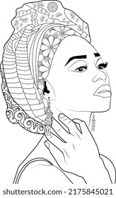 Coloring Page Black African Women Stock Vector (Royalty Free ...