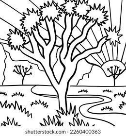 Coloring page    Black linear hand drawn Joshua tree  Minimalist line art Arizona landscape  Desert vibes line art print  Vector line illustration American southwest 