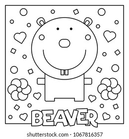Coloring page. Black and white vector illustration of a beaver