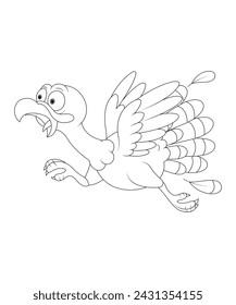 Coloring page. Black and white vector cartoon illustration.Thanksgiving.Coloring book (turkey)