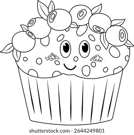 coloring page blueberry muffin with blueberry headband