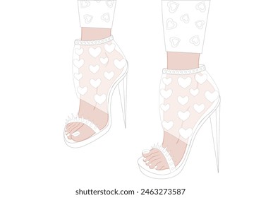 Coloring page book for adults and children. Fantasy shoes with a beautiful pattern. Shoes illustration. 