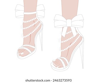 Coloring page book for adults and children. Fantasy shoes with a beautiful pattern. Shoes illustration. 