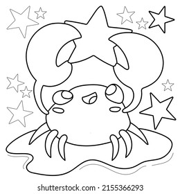 Coloring page for coloring book with crab, hand-drawn vector illustration