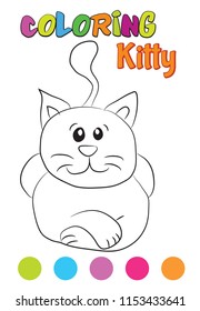 Coloring page book kitty painting vector