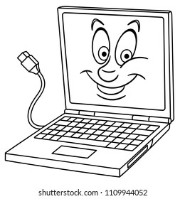 Laptop Coloring Page