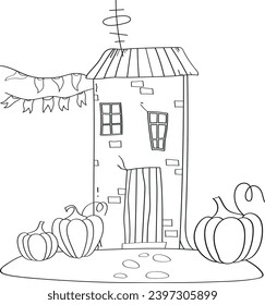 Coloring Page Coloring Book Offers Kids Delightful House And Pumpkin Designs To Color